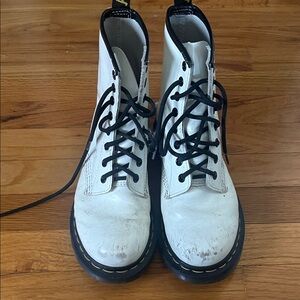 Dr. Martens White 8 hole Lace-Up Boots